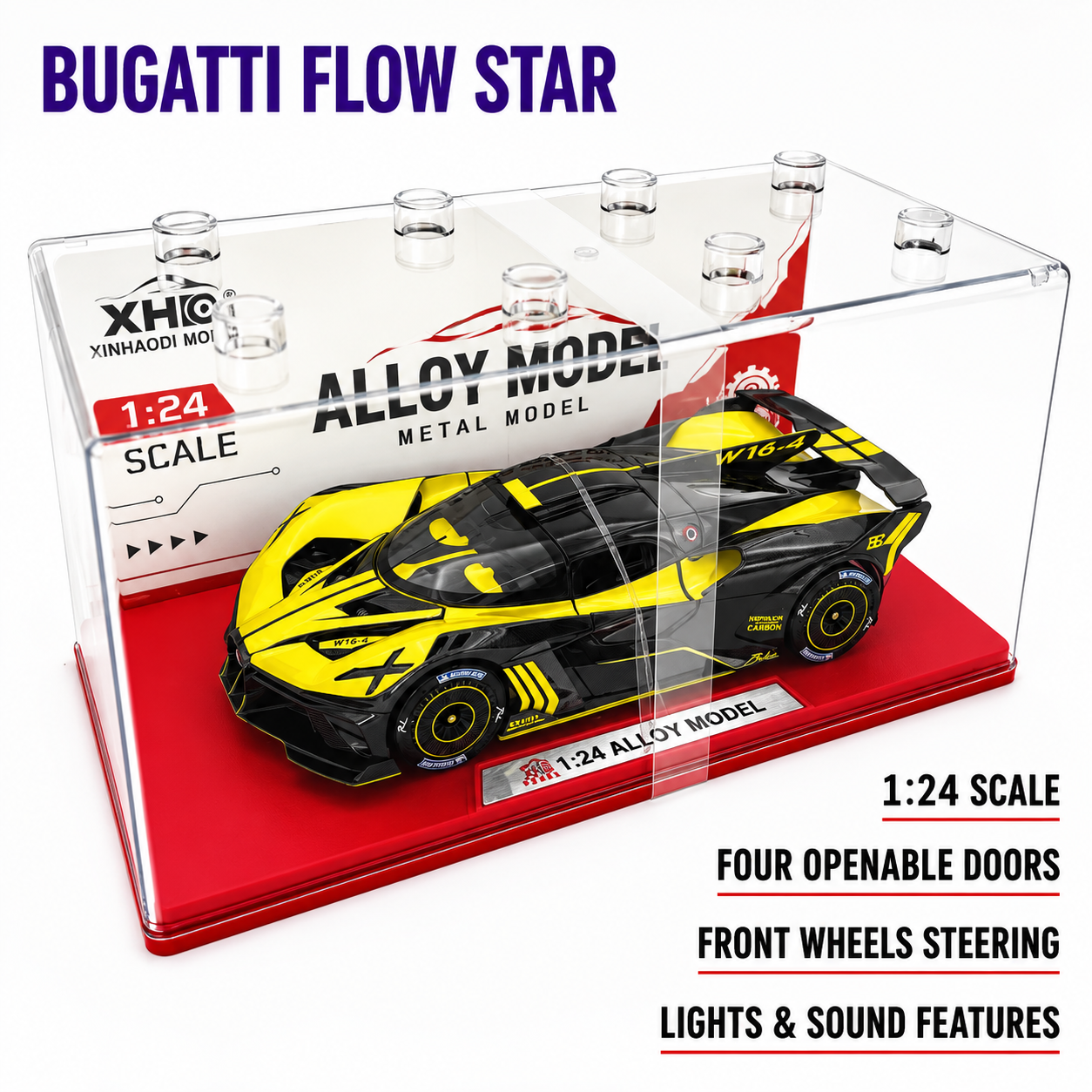 JYCM - 1:24 Alloy Car model - Bugatti Bolide (Blue/Yellow/Red)