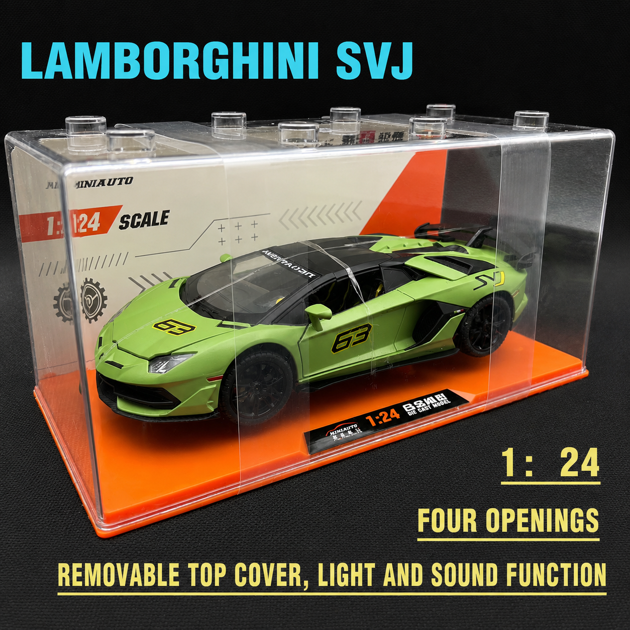 JYCM - 1:24 Alloy Car model - Lamboghini SVG (Yellow/Green)