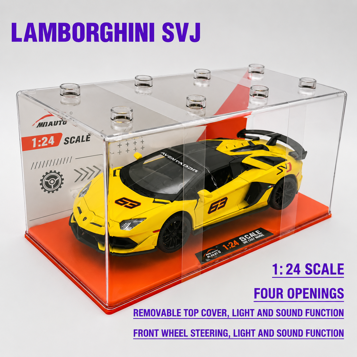 JYCM - 1:24 Alloy Car model - Lamboghini SVG (Yellow/Green)