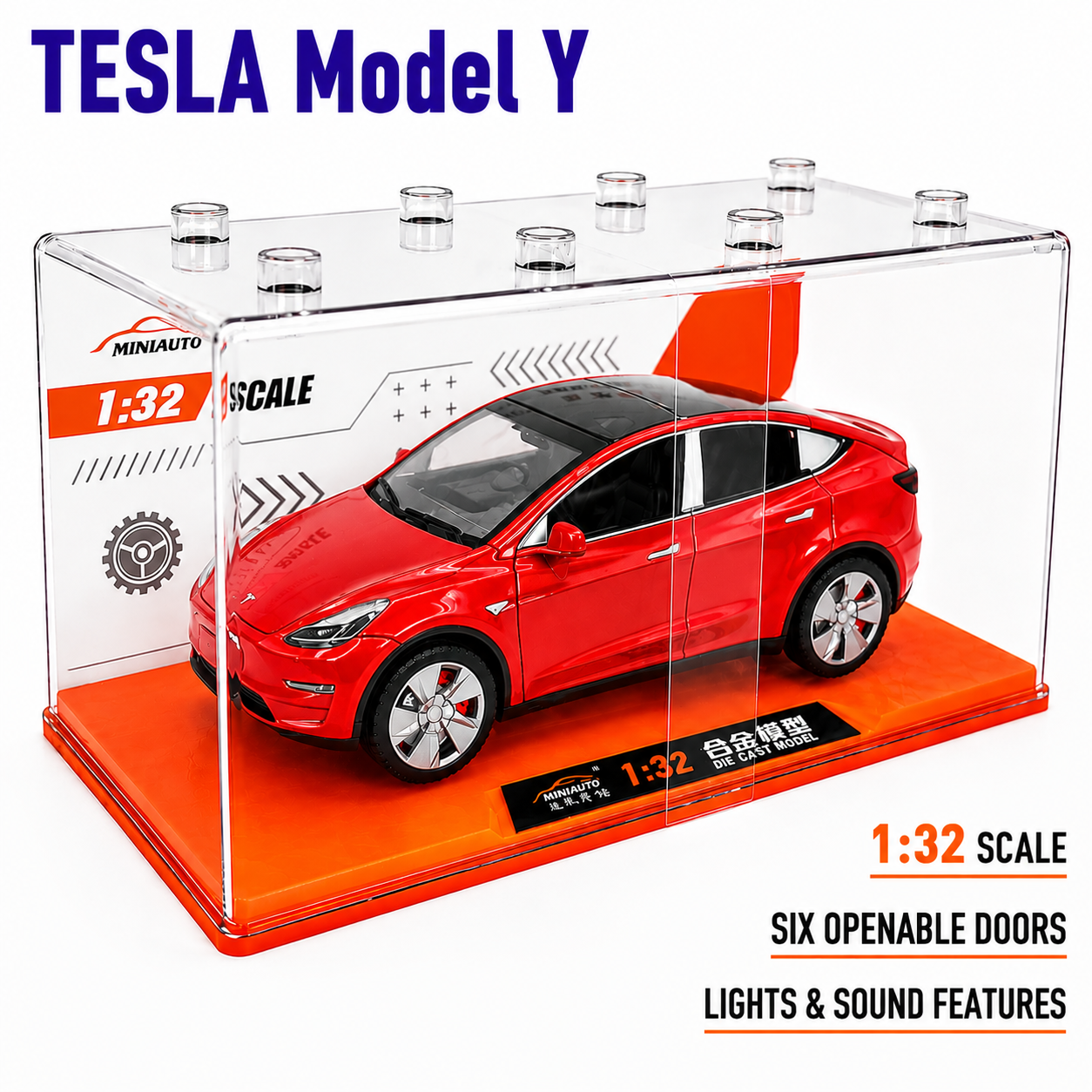 JYCM - 1:32 Alloy Car model - Tesla Model Y (Red/White/Blue)